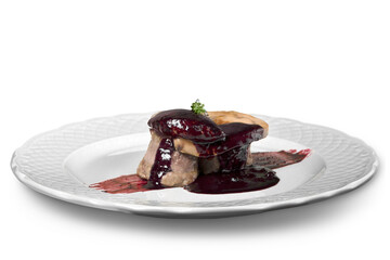 Grilled chicken with sauce in plate