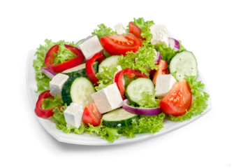 Fresh vegetable salad with cheese