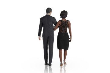 Illustrazione 3D.  San Valentino, Amore. Coppia di innamorati in primo piano su sfondo.