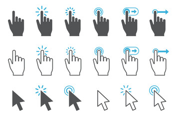 手や矢印のポインターアイコンセット