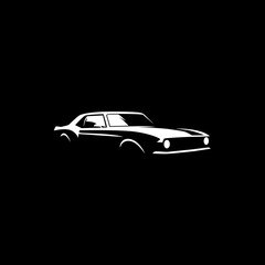 logo of muscle car classic vector on black background use for logo and autocar
