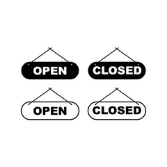 Set of Open and Close Announcement Labels for door installation with black design