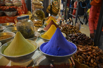 The popular market of Nubian Village in Aswan city in Egypt , the picture reflects the traditions of the people in this small village