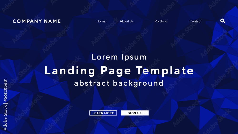 Wall mural landing page template prism triangle gradient blue modern art theme background for website ui templa