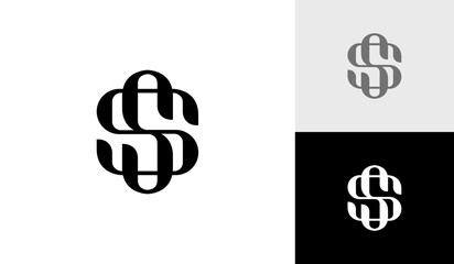 Luxury initial SS or letter SS monogram logo design vector