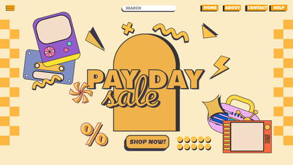 retro super mega sale design banner, landing page or poster