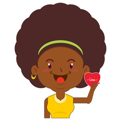 afro woman playful valentine cartoon cute
