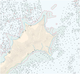fictional detailed vector Nautical chart of an ocean