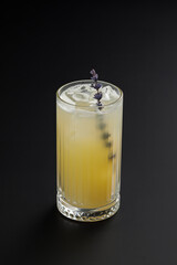 beautifully decorated iced cocktail on the table in bar