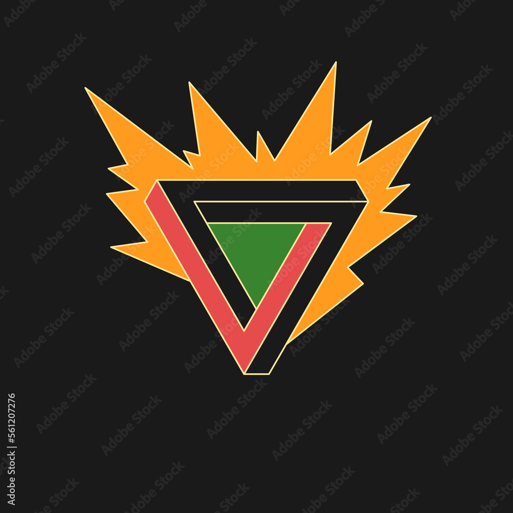 Poster impossible geometric shape. the penrose triangle. isolated 3d shape. a graphic element for your desi