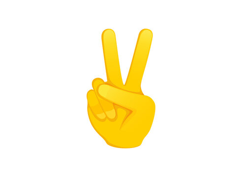 Victory hand icon. Hand gesture emoji illustration.