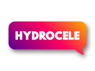 Hydrocele is a type of swelling in the scrotum that occurs when fluid collects in the thin sheath surrounding a testicle, text concept message bubble