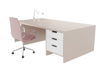 Table and chair with lamp.3D rendering
