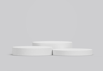 White winner podium geometric pedestal display showcase platform product presentation showcase mockup abstract background luxury bright minimal concept 3d rendering