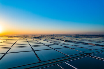 Sunset view of tianjin Tanggu sunning salt farm