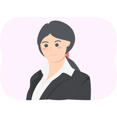 Professional Business Women Employment Avatar Hair Tied Character