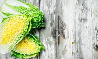 Pieces of Chinese cabbage.
