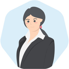 Professional Business Women Employment Avatar Hair Tied Character