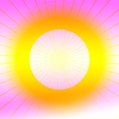 yellow orange starburst blurred ring with pink and white gradient square background