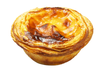 Pastel de Nata or Pastel de Belém, Portuguese Custard Tart, a Conventual and Iconic Pastry from Portugal with a Burnt Top and Flaky Crust