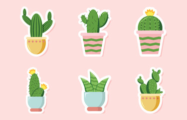 Set of Succulent and Cactus Sticker Design