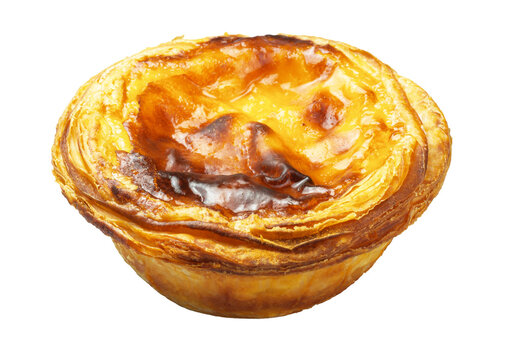 Pastel de Nata or Pastel de Belém, Portuguese Custard Tart, a Conventual and Iconic Pastry from Portugal with a Burnt Top and Flaky Crust