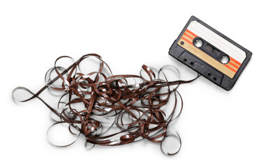 Old retro audio cassette tape 1980s - obrazy, fototapety, plakaty