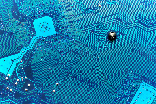 Computer board close-up. Electronic components. High Tech Circuit Board Industrial Background