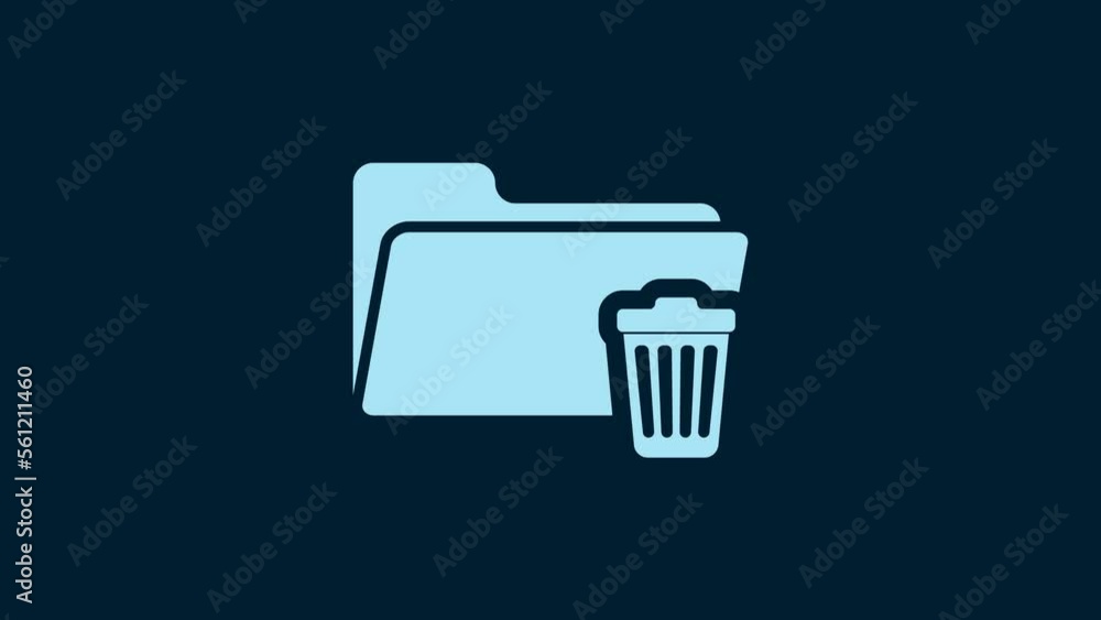 Poster white delete folder icon isolated on blue background. folder with recycle bin. delete or error folde