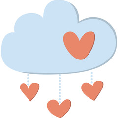 Beautiful cartoon Clouds have hearts inside. heart and clouds. for wedding cards, Valentine’s Day, and love. 