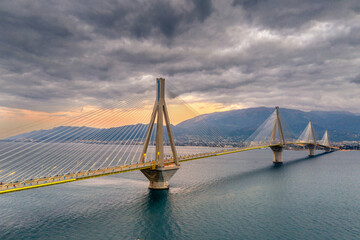 The Rio-Antirrio Bridge, officially the Charilaos Trikoupis Bridge, longest multi-span cable-stayed bridges and longest of the fully suspended type, Greece