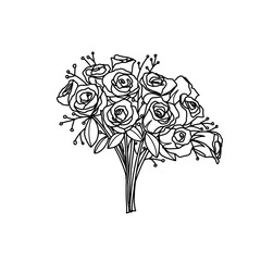 Rose Bouquet to be colored, the coloring book for preschool kids