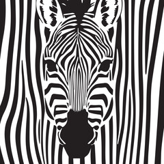 This is a beautiful black and white zebra illustration in vector format. The image features a detailed and realistic depiction of a zebra, with the iconic black and white stripes standing out in stark