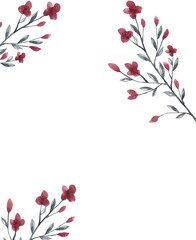 Naklejka premium Watercolor cherry blossom, branch and leaves spring hand painting