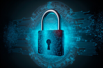 Computer security day in digital style. Lock icon. Generative AI