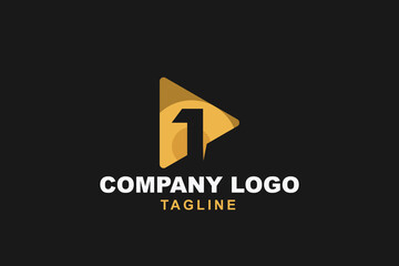 1 media logo concept yellow for company