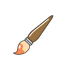 Fototapeta premium Children book paintbrush clipart. Elementary school painting tool isolated vector illustration, cute brush with paint symbol.