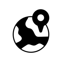 World globe with map pin concept of destination