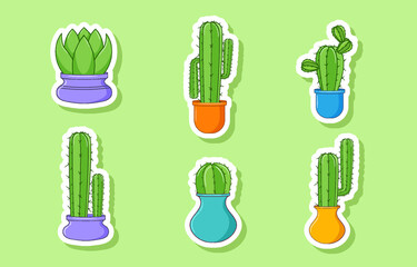 Set of Cactus Sticker Design