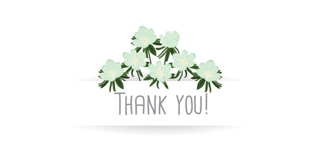 Thank you with flowers, lettering, floral spring vector