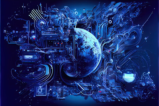 Cyberspace and the Metaverse - virtual worlds are becoming more commonplace, and technology is merging digital with physical (phygital).. Generative AI image of the technological revolution