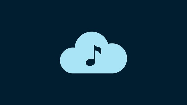 White Music streaming service icon isolated on blue background. Sound cloud computing, online media streaming, online song, audio wave. 4K Video motion graphic animation