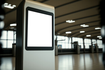 blank digital signage display in the passenger terminal. areal view. Generated AI