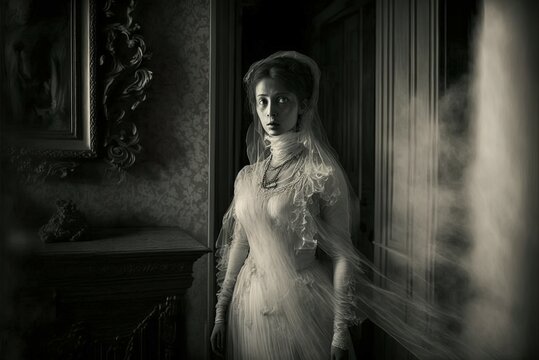 Ghost of a Victorian Woman. Generative AI, non-existent person.	