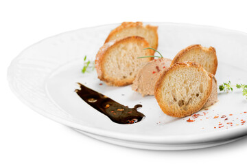 Tasty pate appetizer with fresh herbs