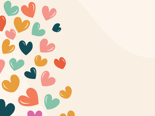 Colorful Heart Shapes Decorated Background And Space For Text Or Message.