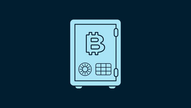 White Proof of stake icon isolated on blue background. Cryptocurrency economy and finance collection. 4K Video motion graphic animation