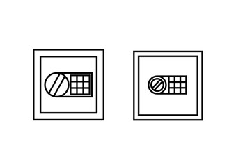 Strongbox closed vector icon set. Safes with password. Concept of protection, security and safety equipment for bank or house.