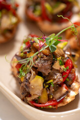 Mexican tacos with beef .