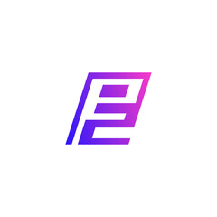 E2 letter combination with number, negative space. Logo design.
